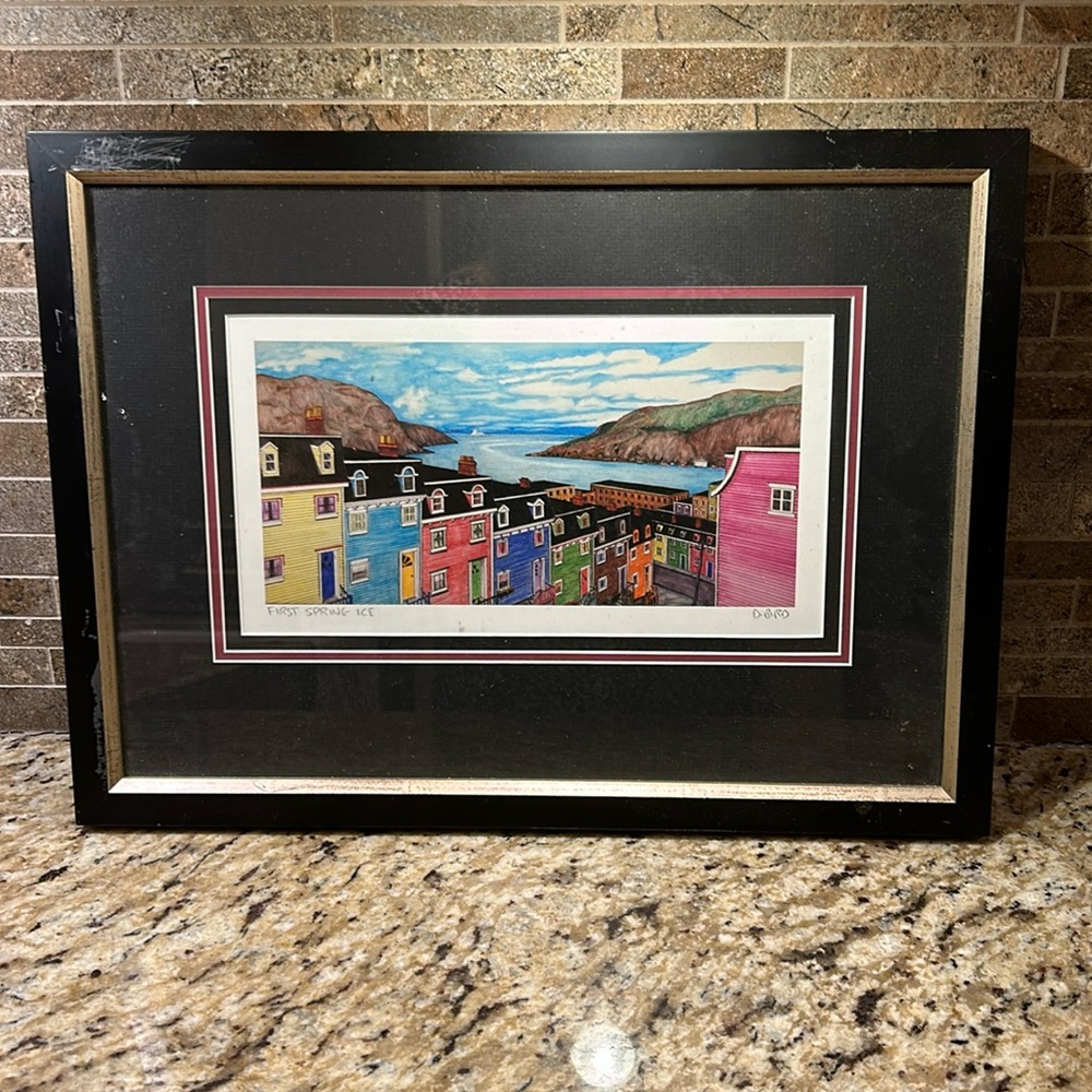 Signed Framed Print by Artist D.Bird “First Spring Ice” Newfoundland